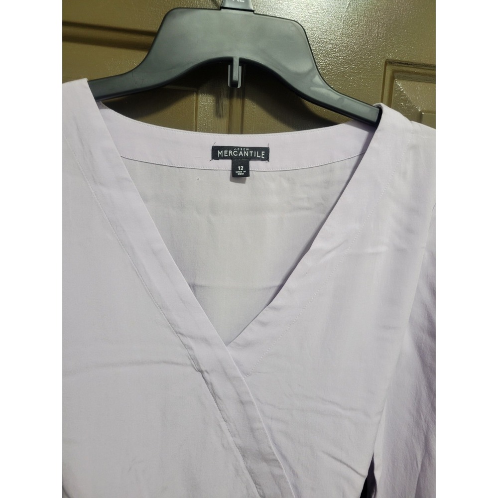 J. Crew Lilac Faux Wrap Blouse Womens 12 Tie Waist 100% Rayon Career Casual - Picture 5 of 13